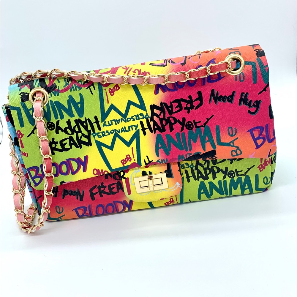 Multi colored Graffiti Handbag